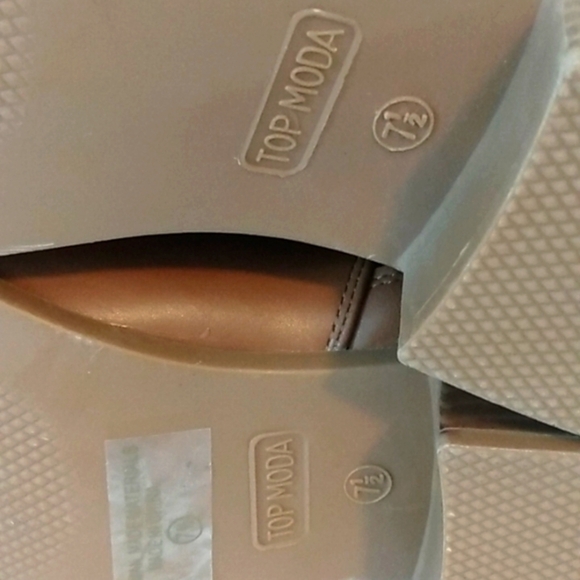 TOP MODA COGNAC BROWN BLOCK HEEL SIDE ZIP ANKLE BOOTS SIZE 7.5 NWT - Picture 7 of 8